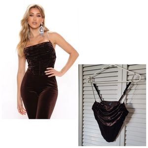 FASHION NOVA Crushed Love Velvet Corset Top, Size XS